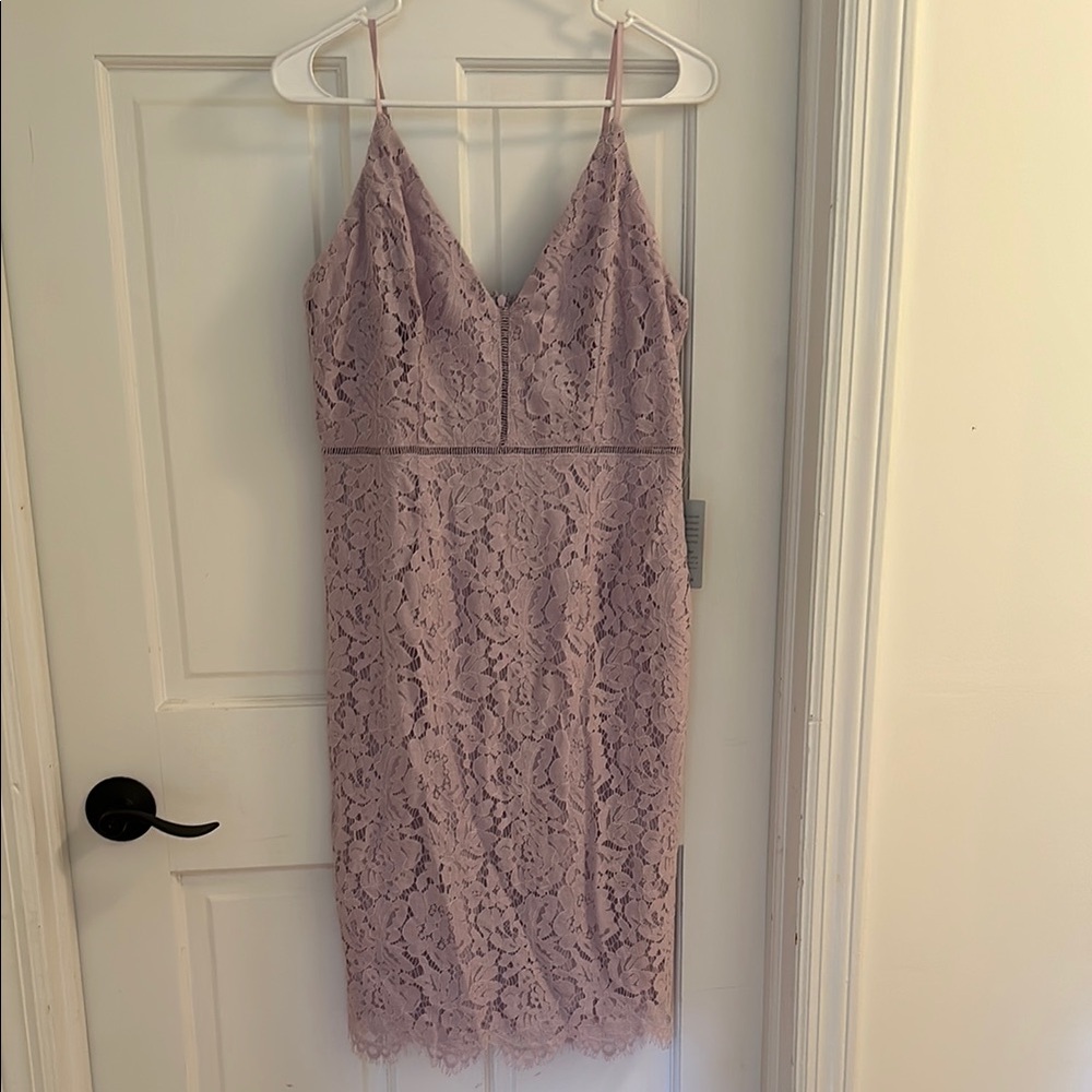 Astr Purple Lace Midi Dress Embellished Ruffled